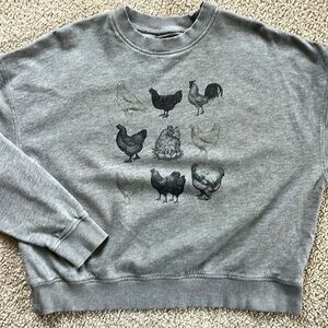 LILY & LOTTIE Gray Sweatshirt with Hen Print Size Small